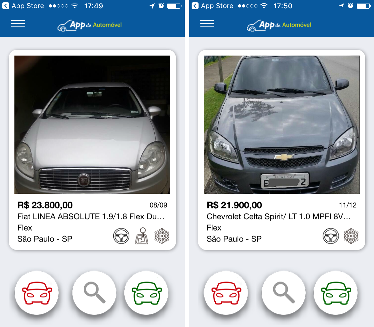 App do automóvel