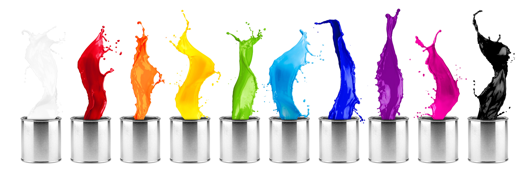 latas de tintas coloridas verde metalizado