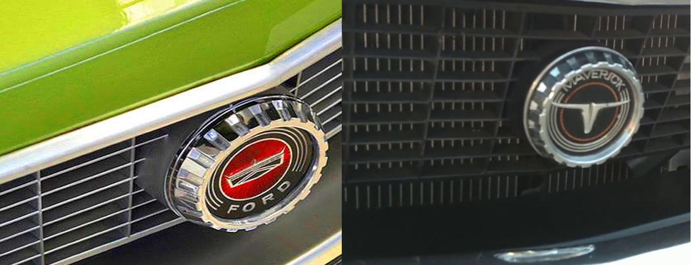 Emblemas do Ford Maverick brasileiro e americano