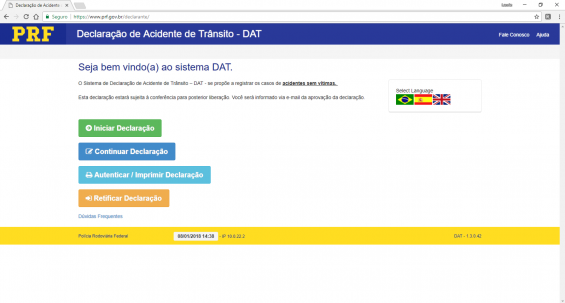 É possível registrar um acidente de trânsito que aconteceu um uma Rodovia Federal pela internet