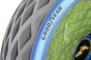 A Goodyear apresentou, no Salão de Genebra, o conceito de um pneu com mofo que absorve poluentes da atmosfera e produz oxigênio.