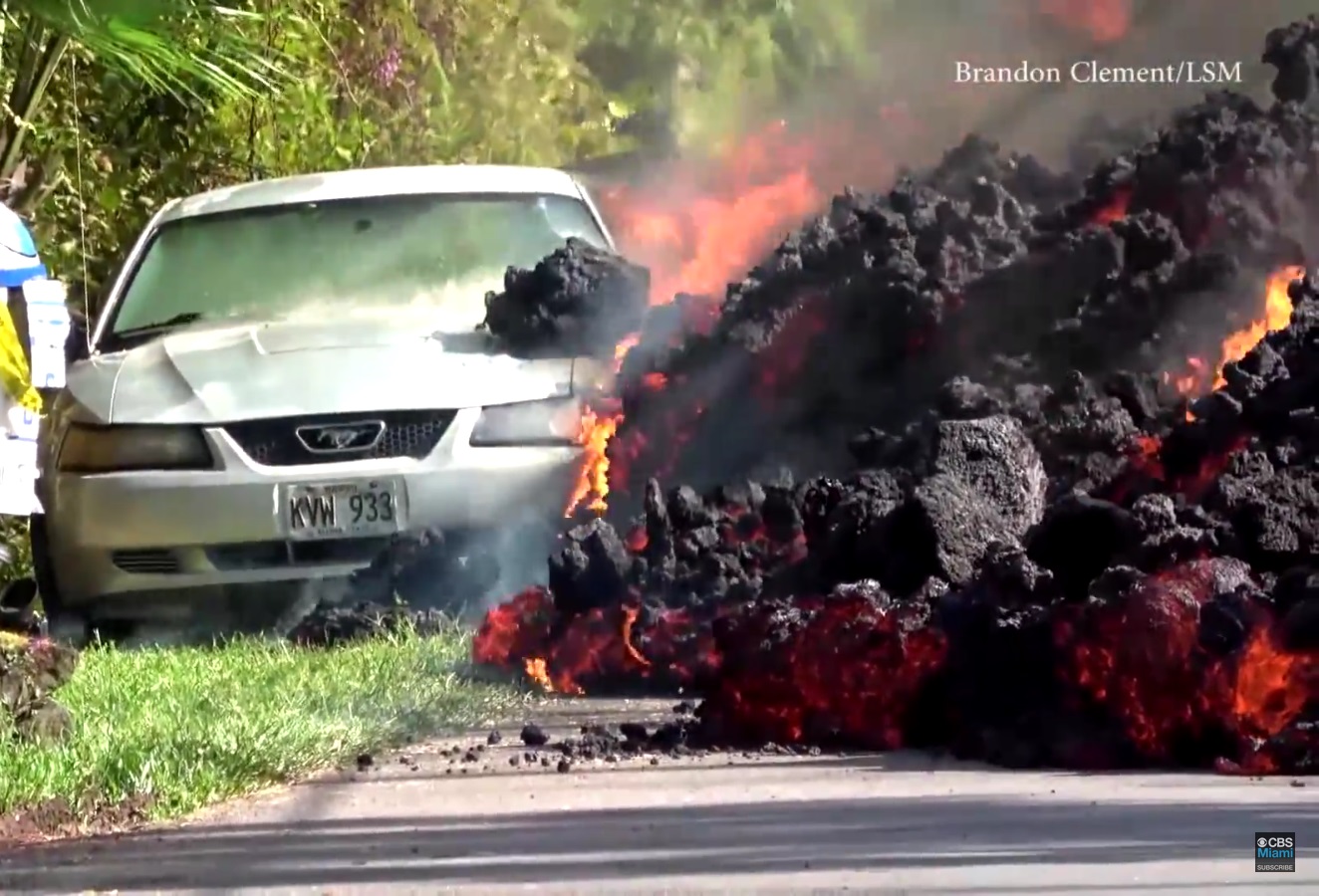 lava de vulcão mustang lava derrete carro