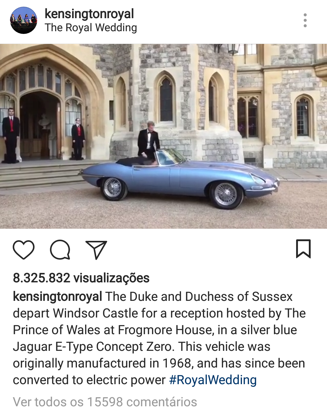 Jaguar elétrico foi utilizado pelo principe