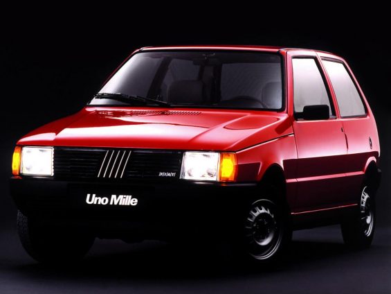 fiat uno mille 1990 vermelho de frente