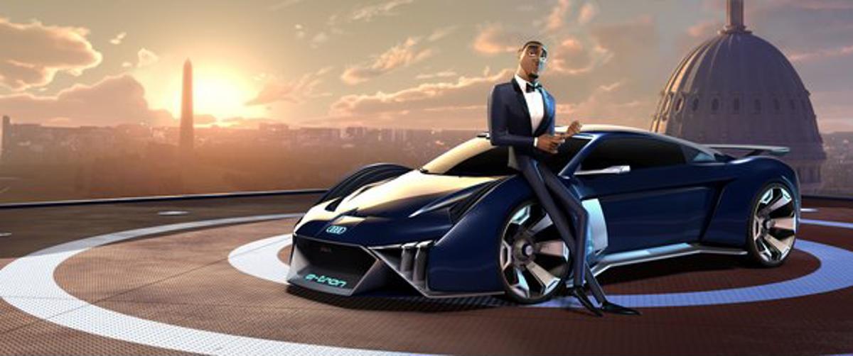 O carro conceito de desenho animado RSQ e-tron será o veículo de Lance Sterling, dublado por Will Smith, em O Espião Animal, do estúdio Fox.