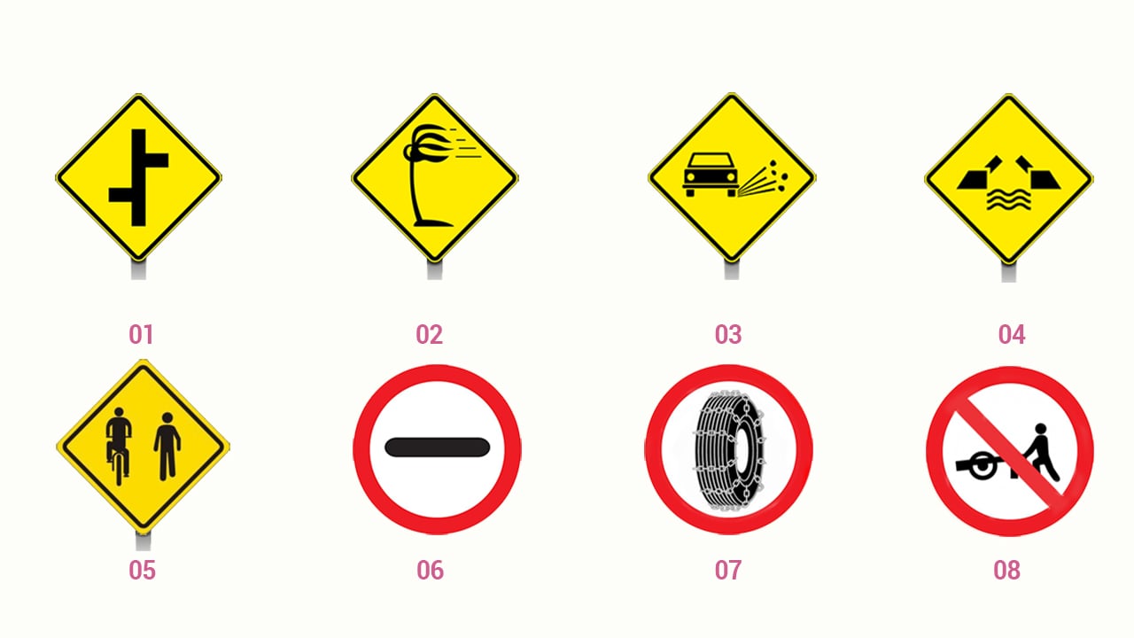 Selecionamos oito placas de trânsito - que indicam regulamentação ou advertência - pouco vistas nas ruas e estradas brasileiras.