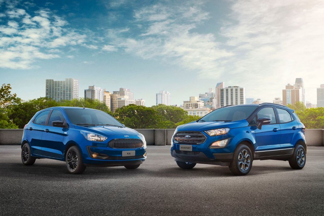 Ford ka e Ford ecosport edição especial 100 anos azul roda acabamento escurecido