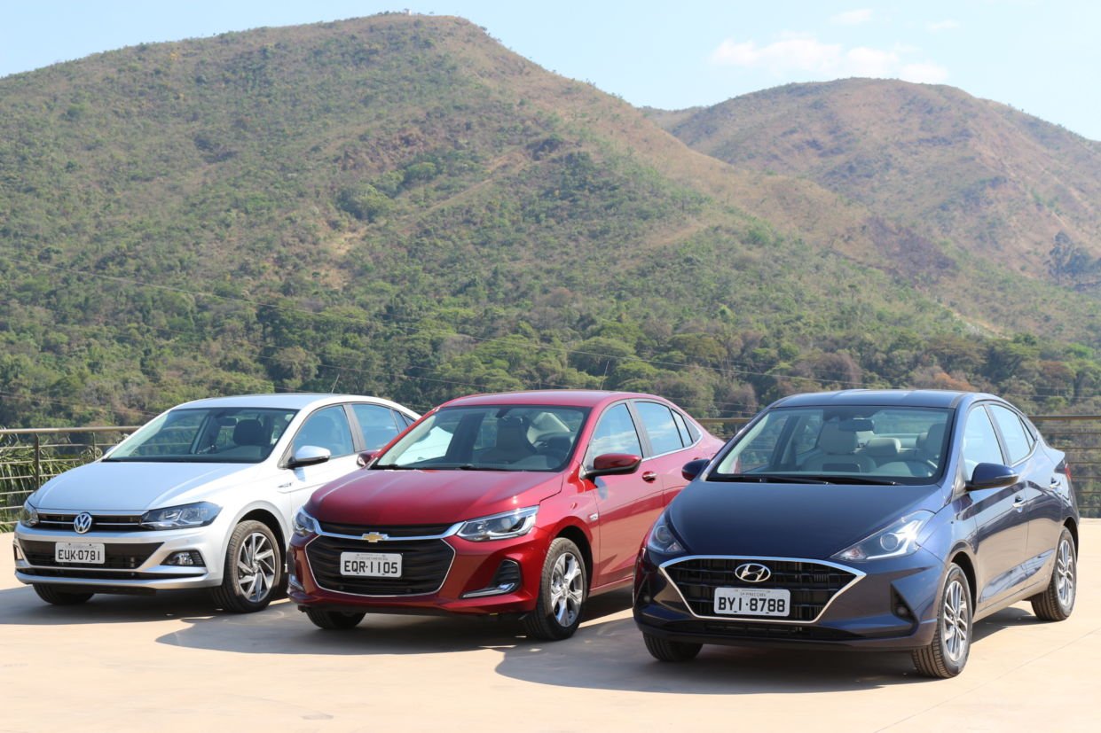 Hyundai HB20S Diamond Plus, Chevrolet Onix Plus Premier e Volkswagen Virtus Highline Beats foto Alexandre Carneiro