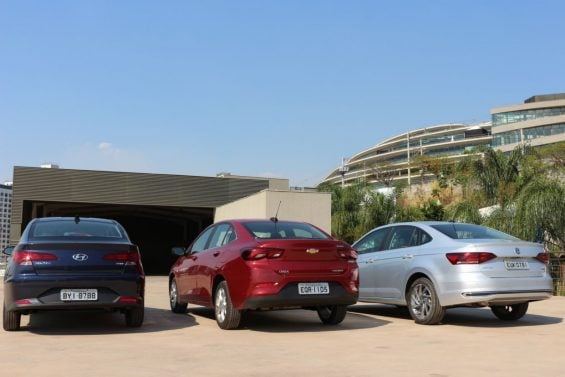 Hyundai HB20S Diamond Plus, Chevrolet Onix Plus Premier e Volkswagen Virtus Highline Beats foto Alexandre Carneiro