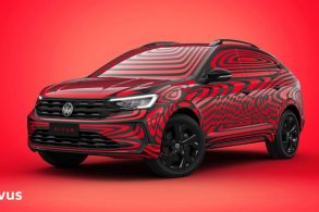 dianteira do volkswagen nivus plotada de preto e vermelho