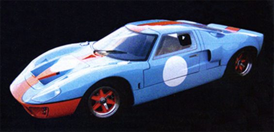 carros artesanais replicas: americar GT40 azul gulf lateral