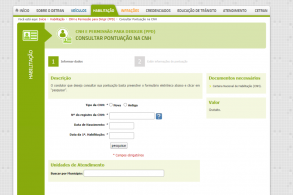 pagina de consulta de pontuacao de cnh do detran mg
