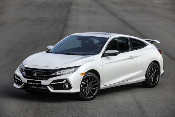 frente do honda civic si 2020 branco estacionado em pista