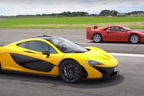 mc laren p1 amarela lateral direita frente ferrari f40 vermelha lateral direita frente lovecars