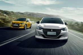 peugeots 208 frente branco amarelo movimento estrada