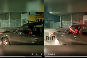 flagra de carro em movimento com homem dentro do capo