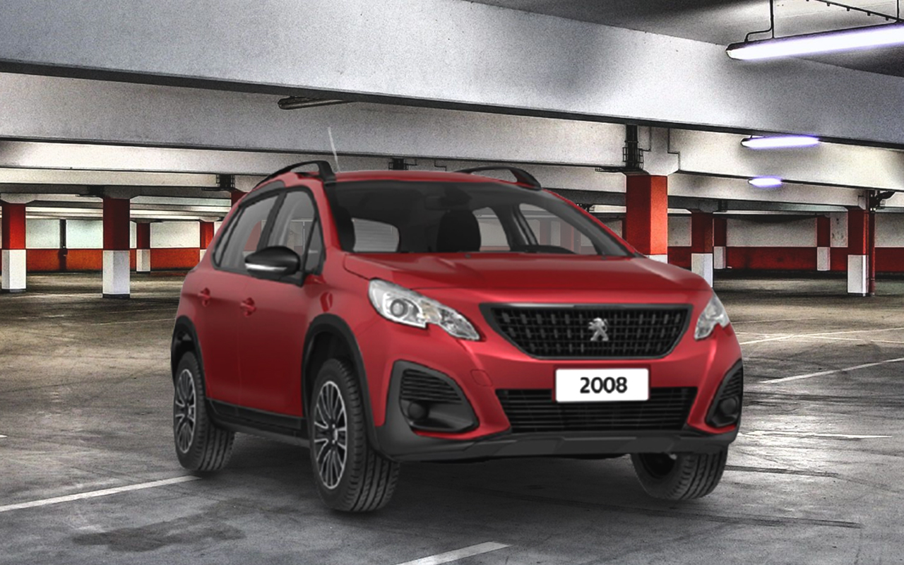 peugeot 2008 allure vermelho de frente em garagem