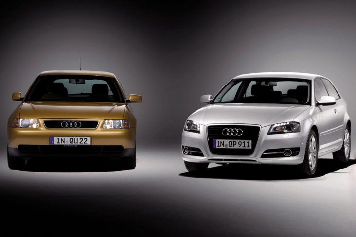 audi a3 duas primeira e segunda geracao de frente juntas