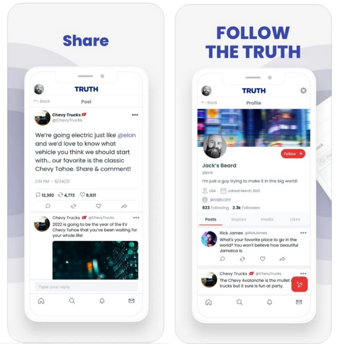 print rede social truth social app fake news