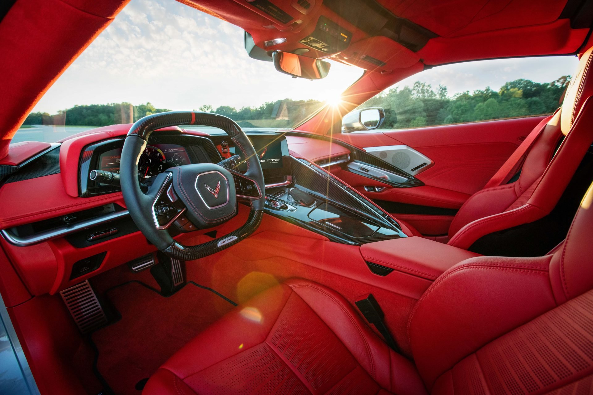 chevrolet corvette z06 interior painel acabamento vermelho