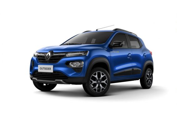 renault kwid outsider 2023 azul visto de lado