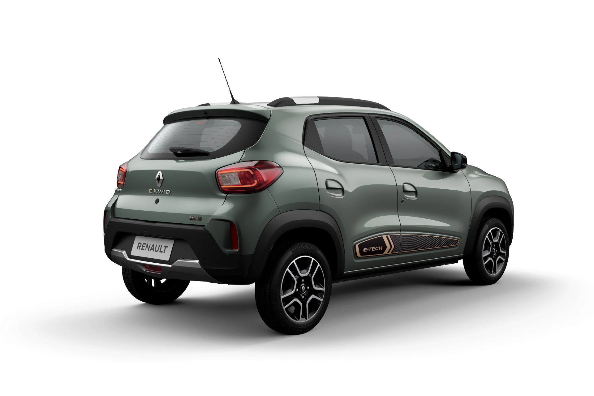 renault kwid e tech verde traseira parado