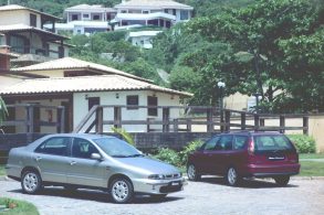 fiat marea 1999 sedan prata de frente e weekend vinho de traseira