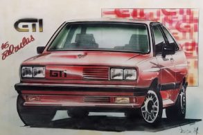 sketch do volkswagen gol gti de 1984 por luiz alberto veiga