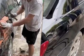 carro reparado com tijolo e cimento byd f3
