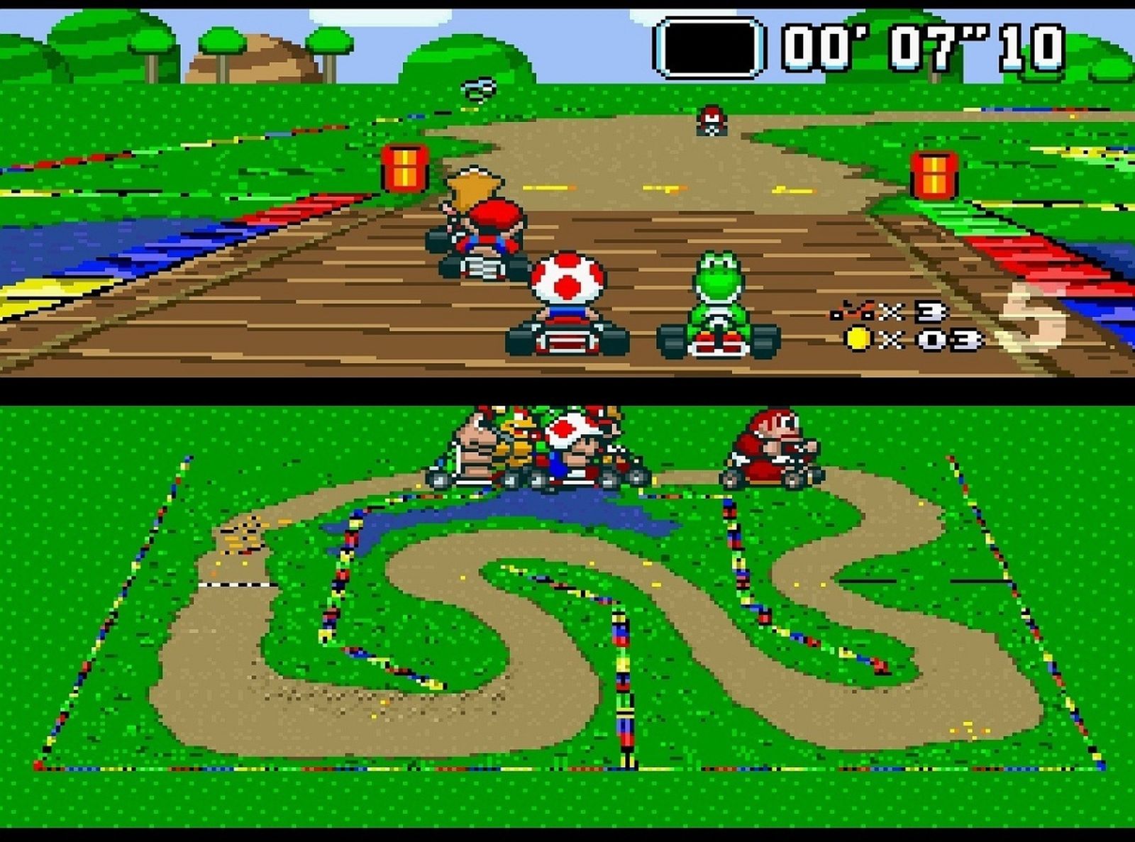 super mario kart super nintendo gameplay floresta