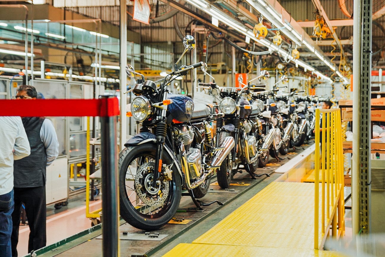 linha de montagem da Royal Enfield ipi motocicleta