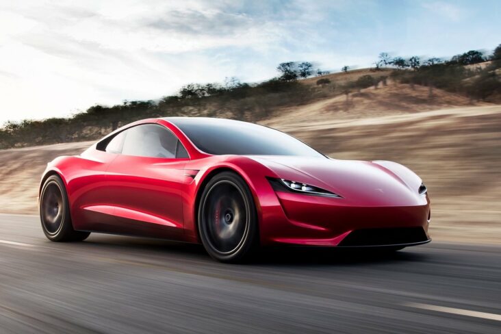 tesla roadster concept 2017 vermelho em movimento