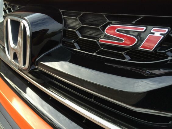 honda civic si 2015 laranja detalhes emblema si