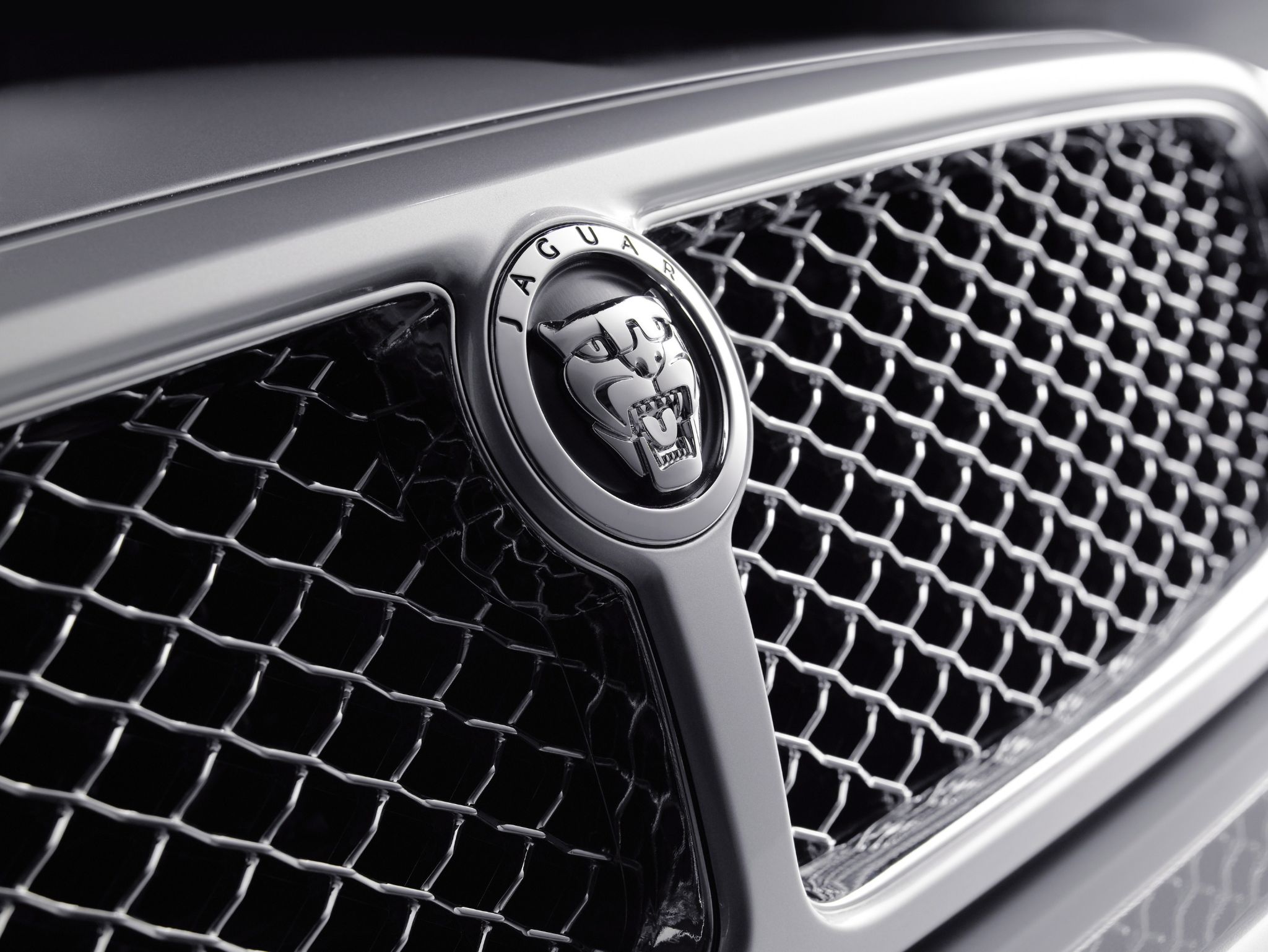 jaguar xj detalhe logo na grade