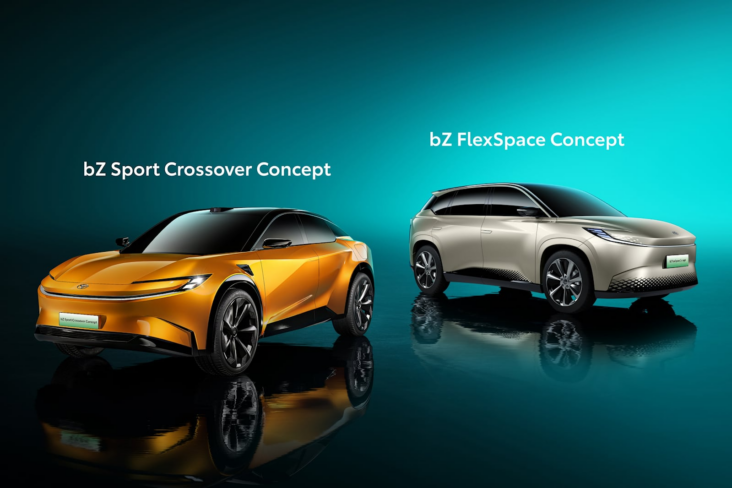 Carro conceito Toyota bZ Sport Crossover Concept e o bZ FlexSpace Concept
