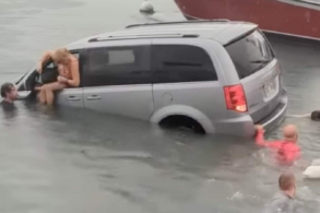 tourists drive dodge caravan int