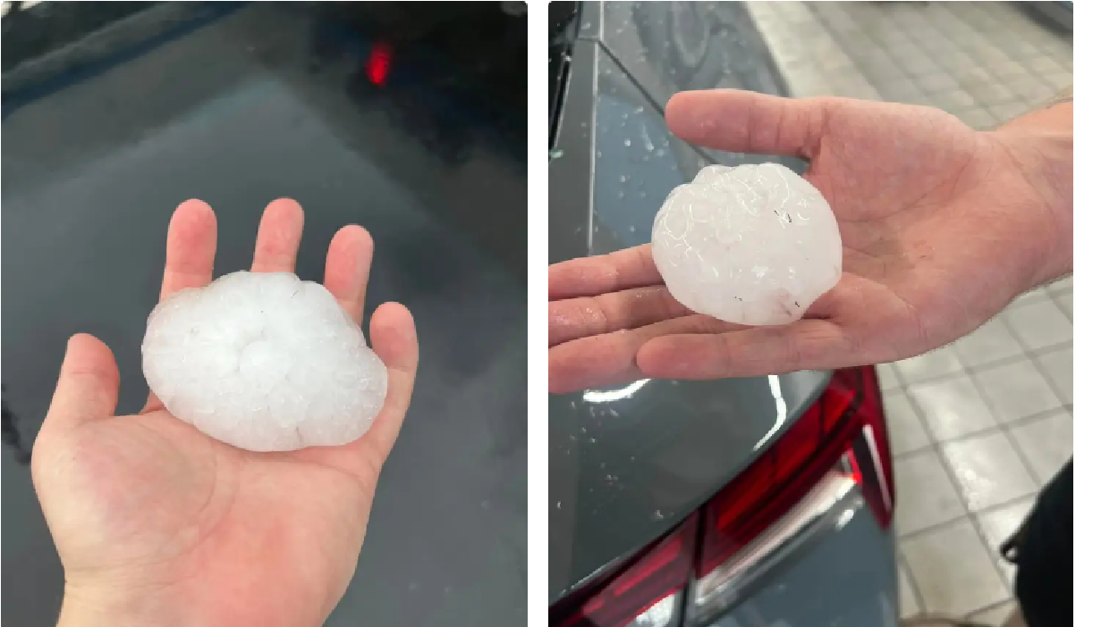 granizo gigante cai em carros