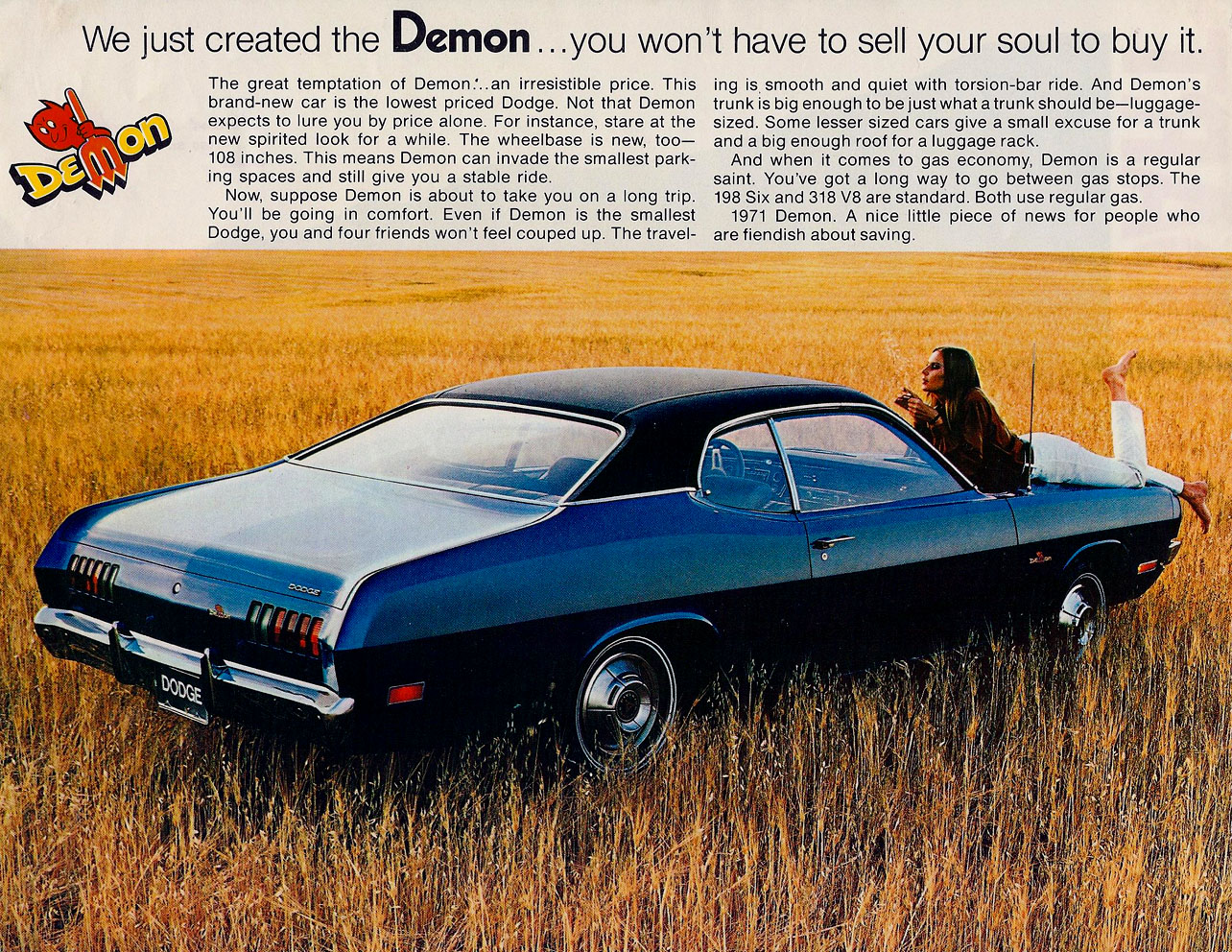 propaganda de epoca dodge demon 1971