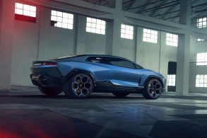 lamborghini lanzador concept azul traseira parado