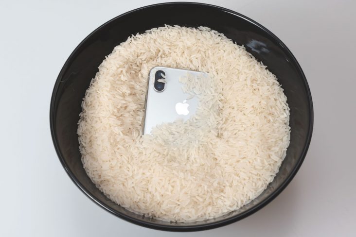 iphone celular secando no arroz