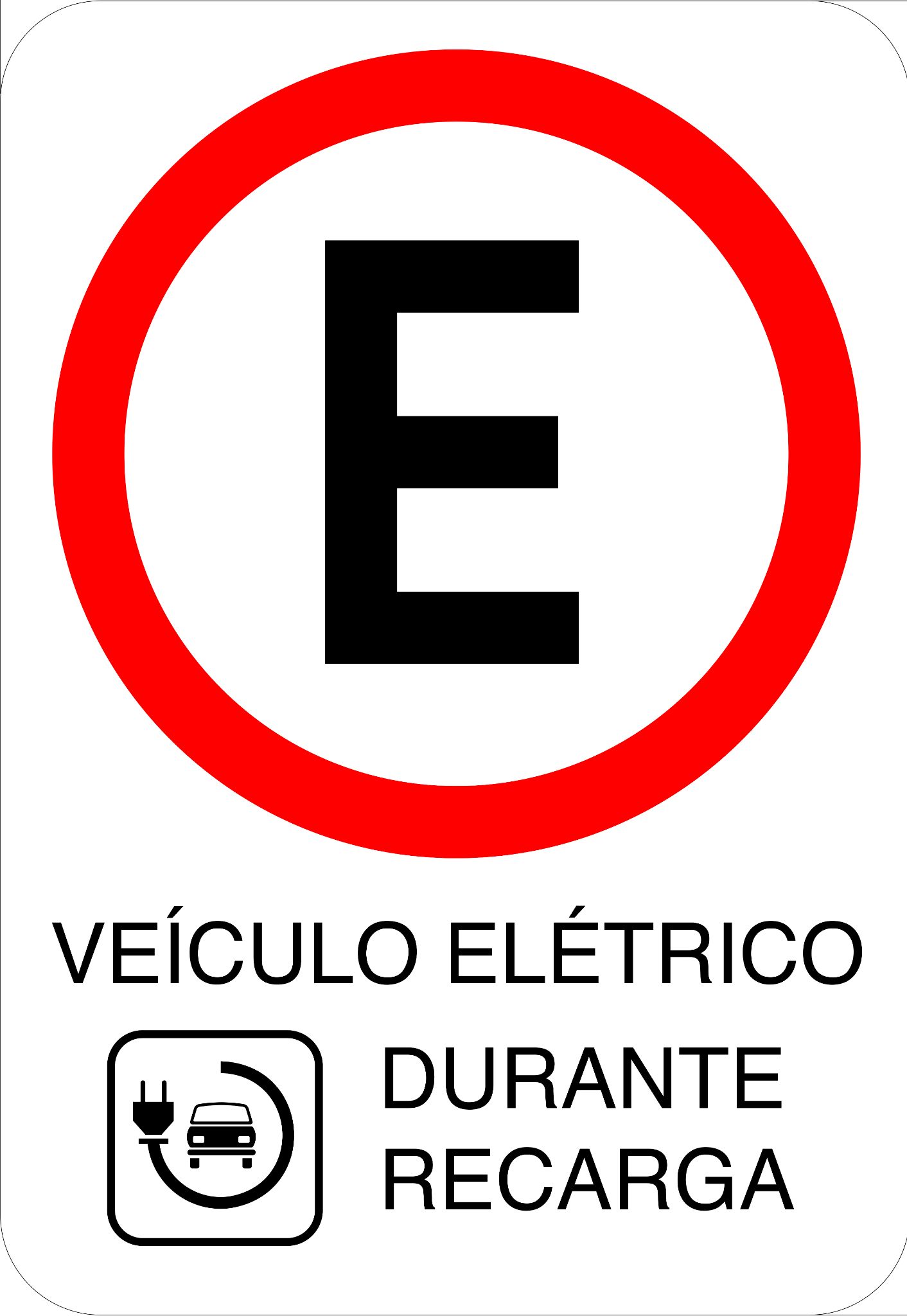 placa estacionamento regulamentado carro eletrico em recarga