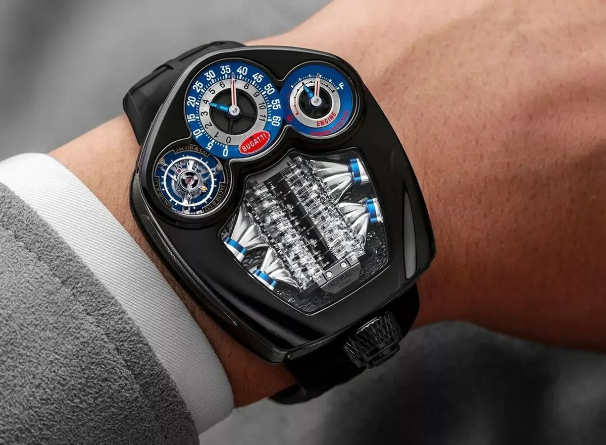 Relógio inspirado pelo Bugatti Tourbillon conta com réplica do motor