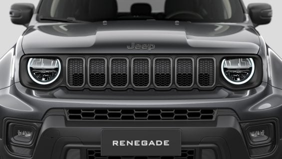 Jeep Renegade Altitude 2025 cinza granite crystal detalhe dianteira grade