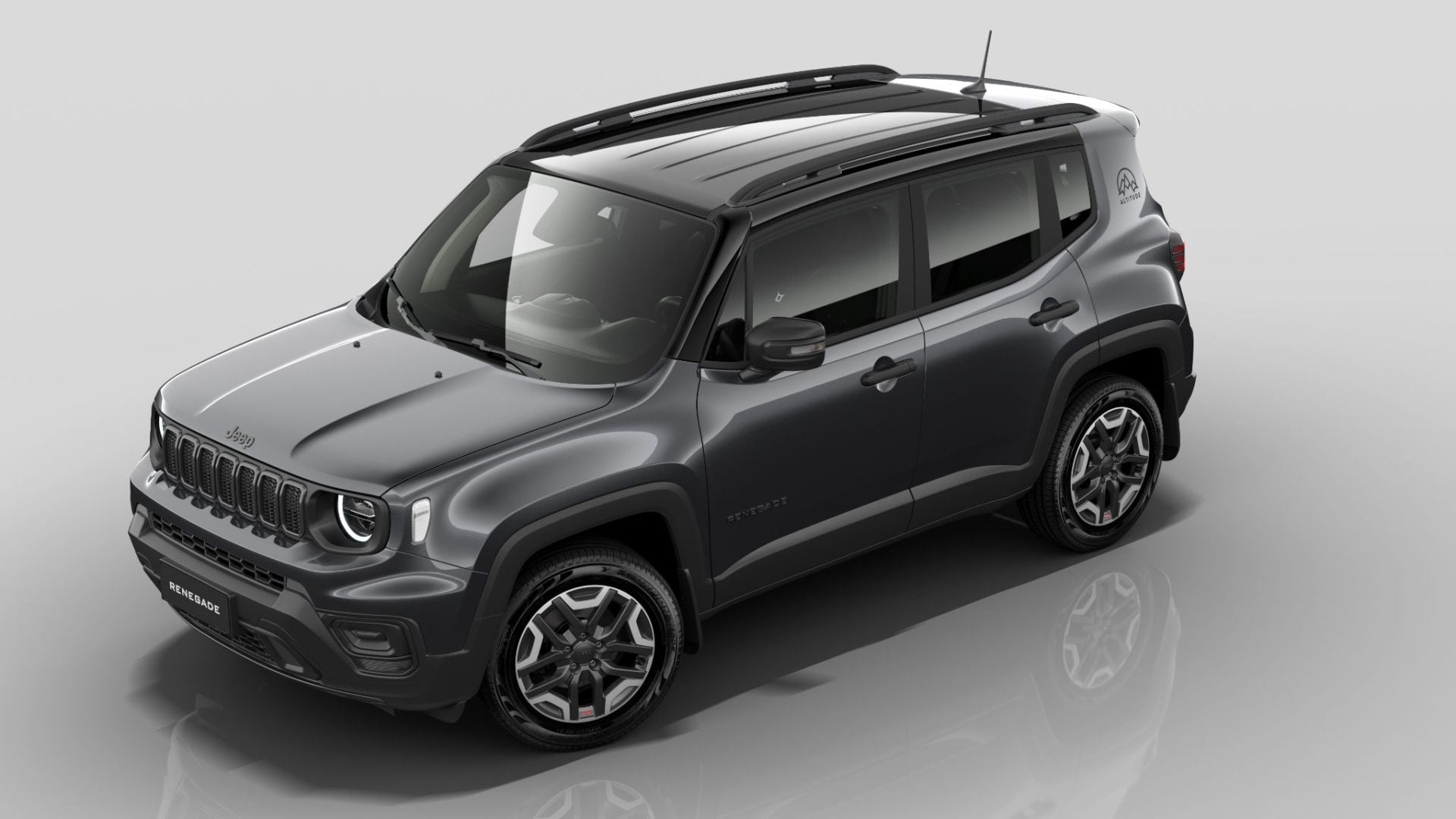 Jeep Renegade Altitude 2025 cinza granite crystal frente visto de cima