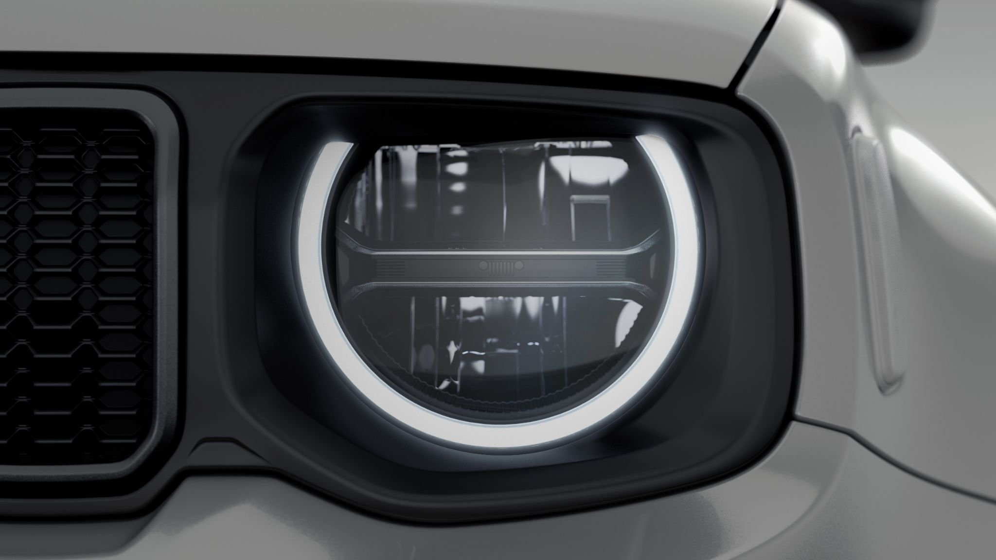Jeep Renegade Trailhawk 2025 branco polar farol com drl luz diurna