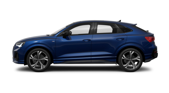 Audi Q3 Sportback Performance Black Plus 2024 azul lateral parado