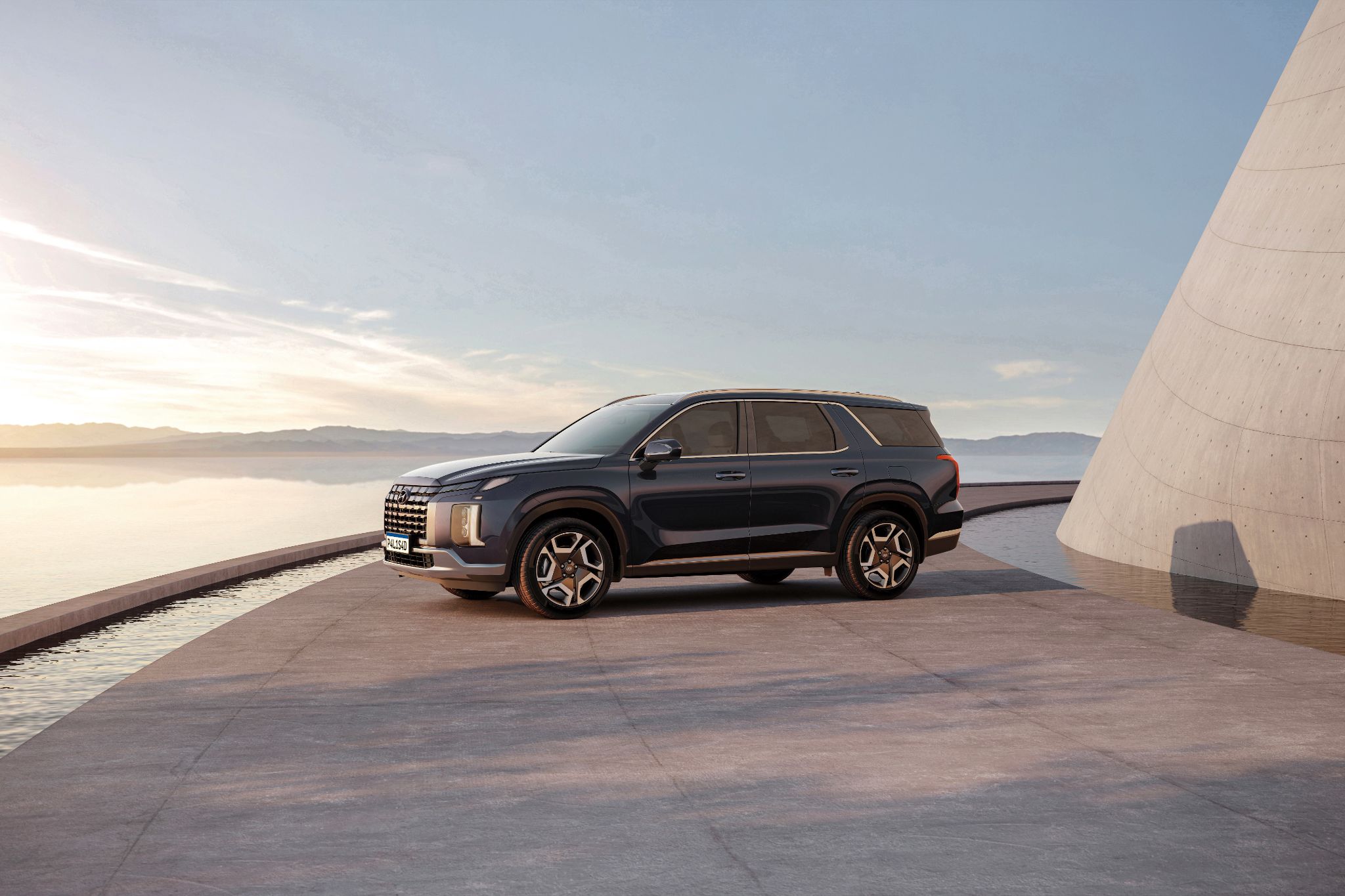 HYUNDAI PALISADE Signature 2024 preto lateral parado