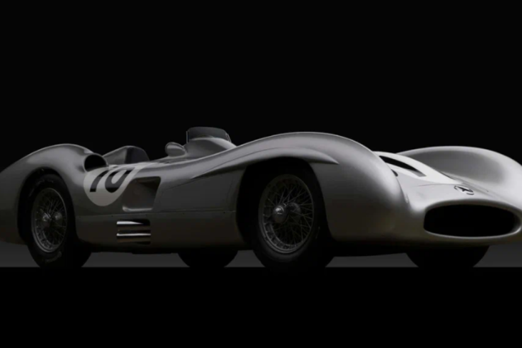 Mercedes Benz W196 Streamliner prata lado e frente