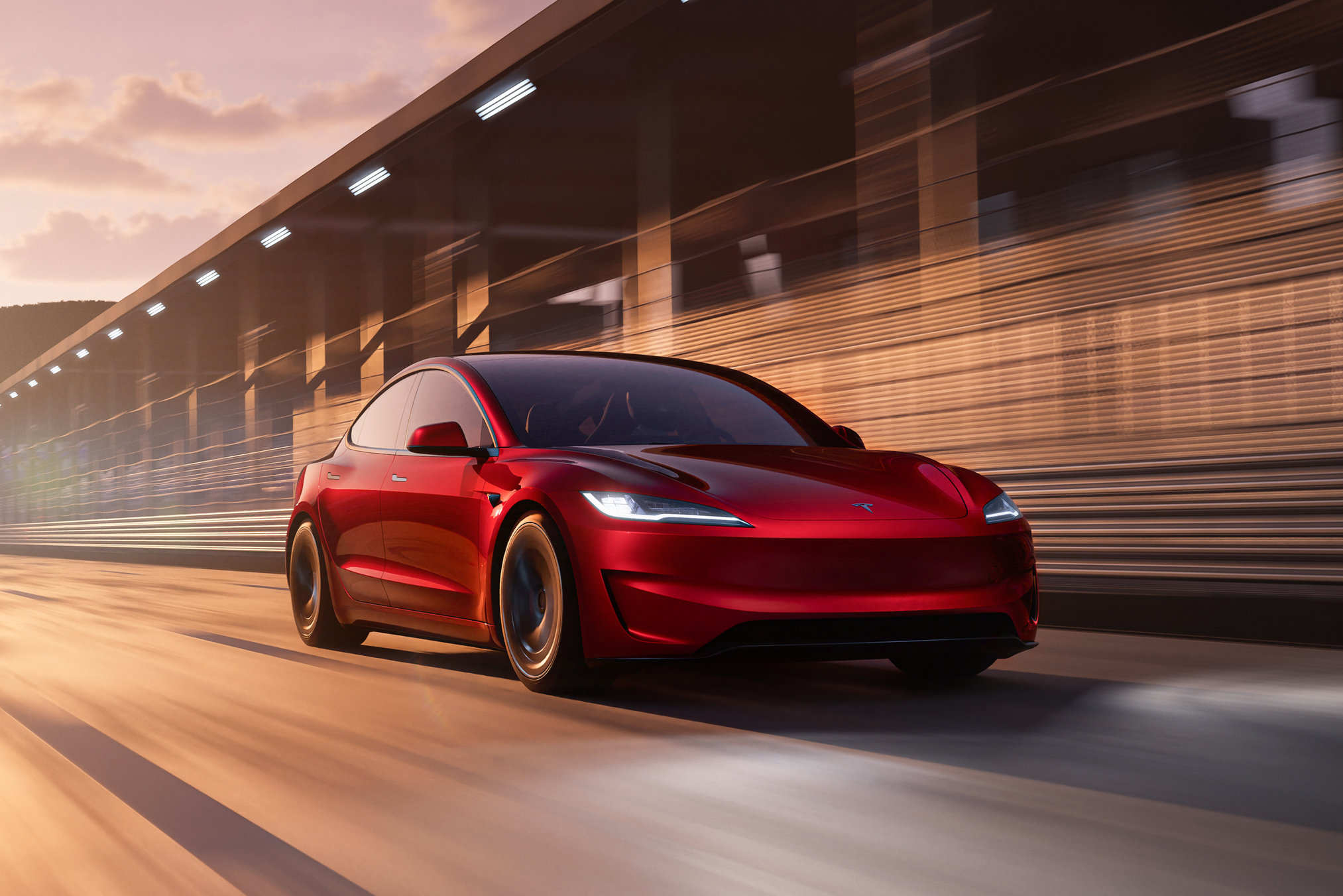 tesla model 3 performance vermelho frente