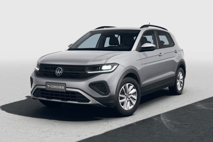 Volkswagen T Cross 200 TSI 2025 prata frente parado